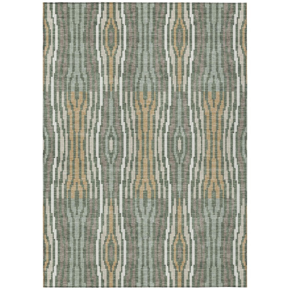 8' X 10' Green And Ivory Abstract Washable Indoor Outdoor Area Rug HomeRoots