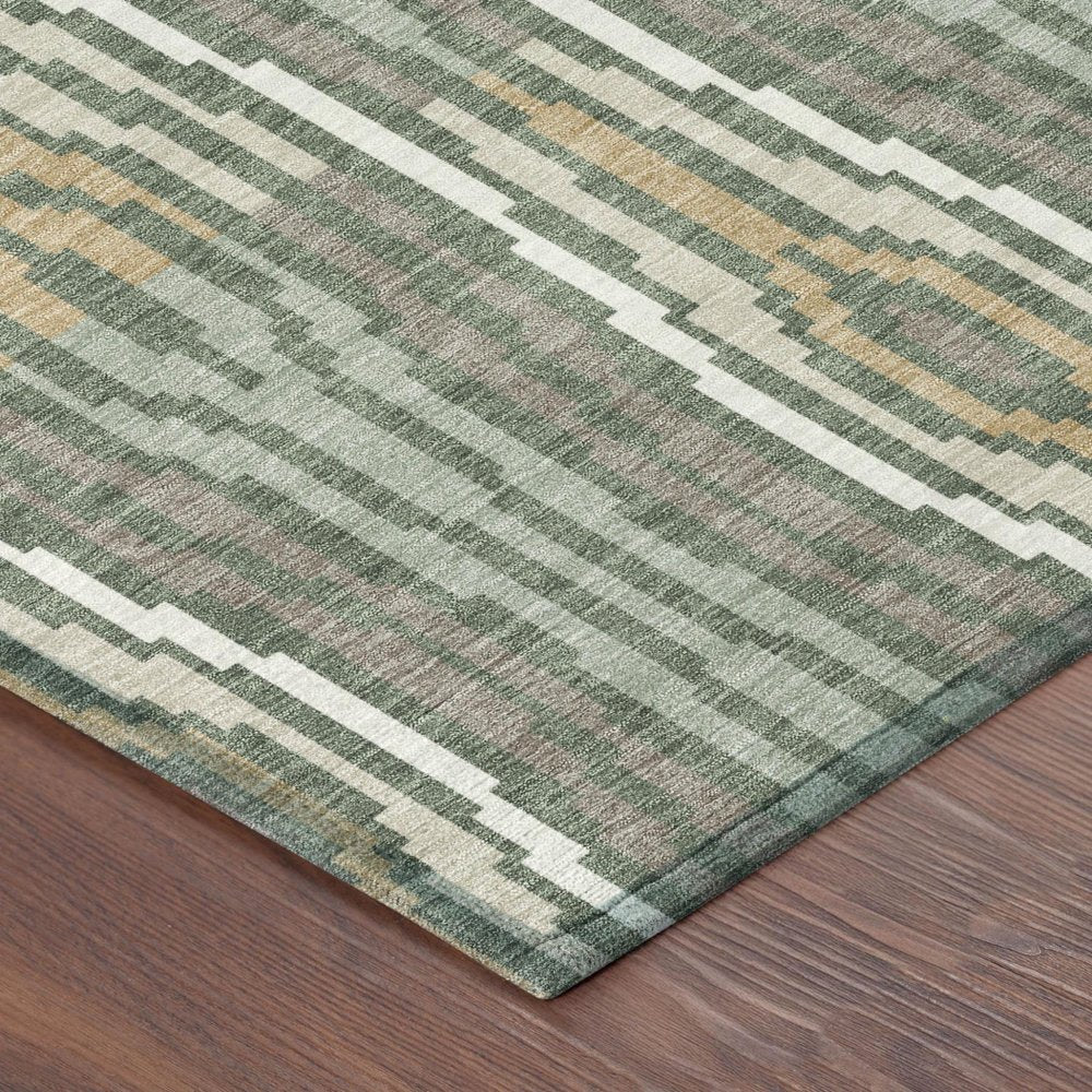 8' X 10' Green And Ivory Abstract Washable Indoor Outdoor Area Rug HomeRoots