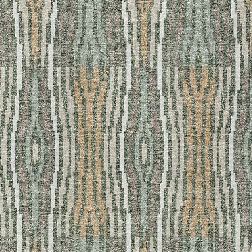 9' X 12' Green And Ivory Abstract Washable Indoor Outdoor Area Rug HomeRoots