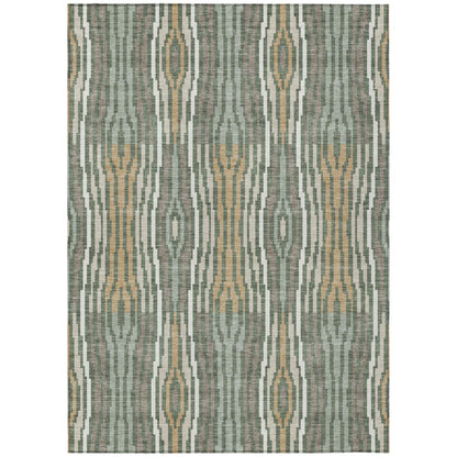 9' X 12' Green And Ivory Abstract Washable Indoor Outdoor Area Rug HomeRoots