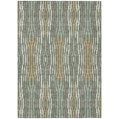 9' X 12' Green And Ivory Abstract Washable Indoor Outdoor Area Rug HomeRoots