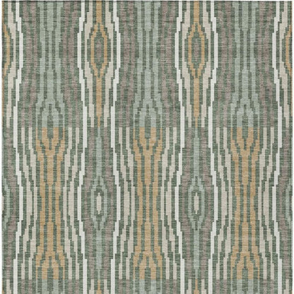 10' X 14' Green And Ivory Abstract Washable Indoor Outdoor Area Rug