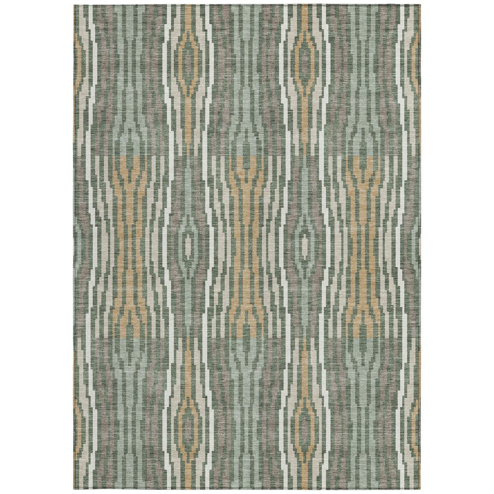 10' X 14' Green And Ivory Abstract Washable Indoor Outdoor Area Rug HomeRoots