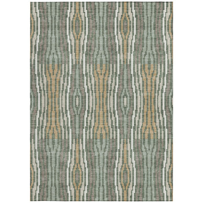 10' X 14' Green And Ivory Abstract Washable Indoor Outdoor Area Rug HomeRoots