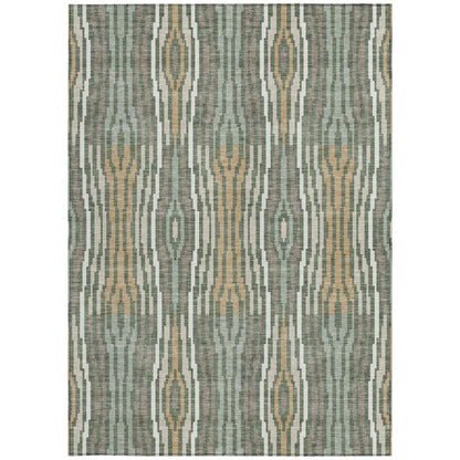10' X 14' Green And Ivory Abstract Washable Indoor Outdoor Area Rug HomeRoots