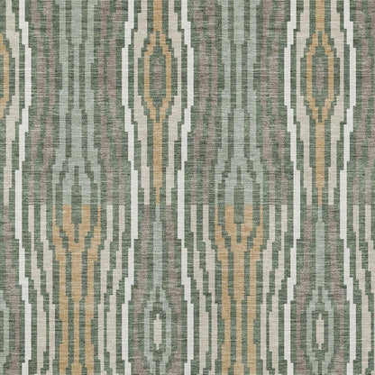 10' X 14' Green And Ivory Abstract Washable Indoor Outdoor Area Rug