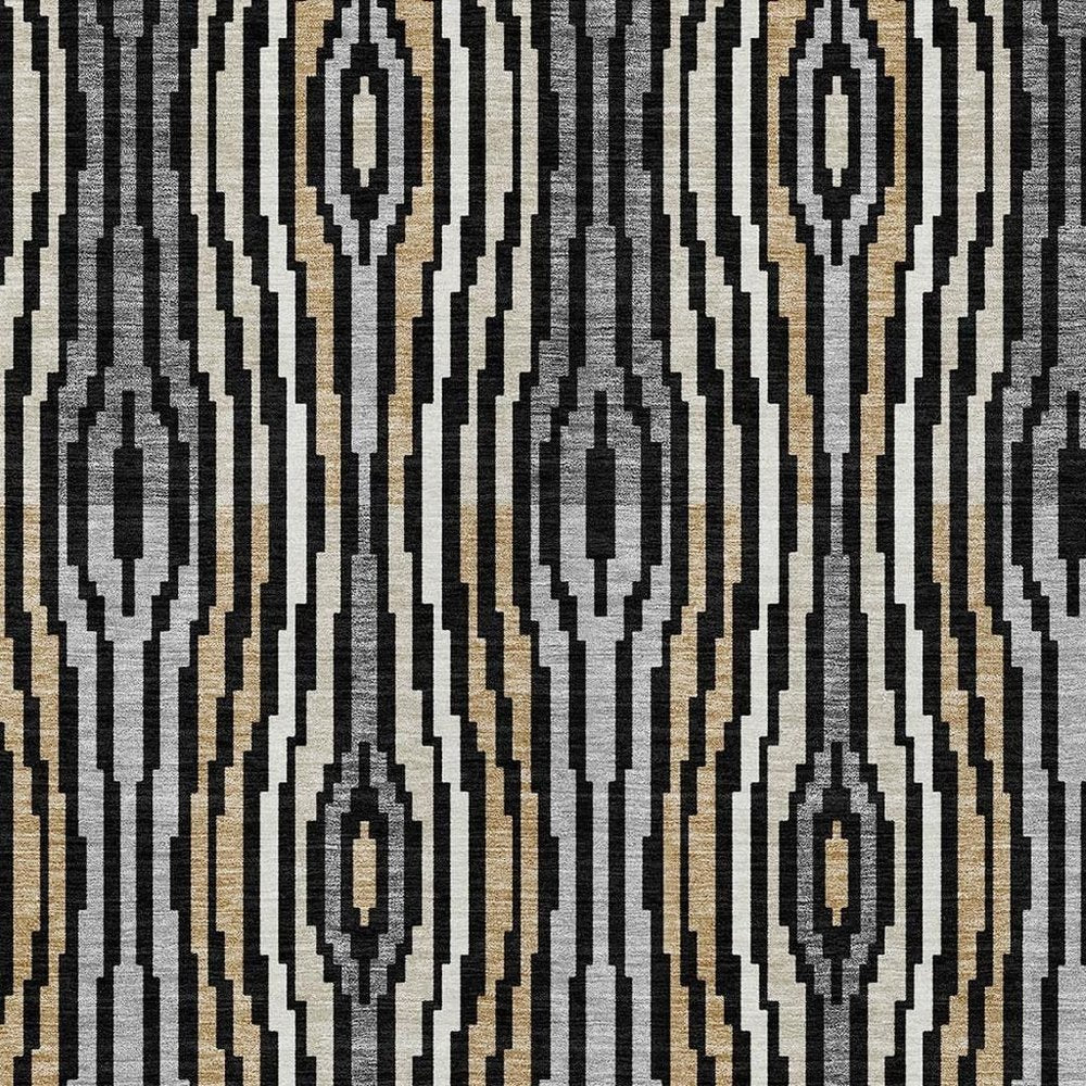 3' X 5' Black And Ivory Abstract Washable Indoor Outdoor Area Rug HomeRoots