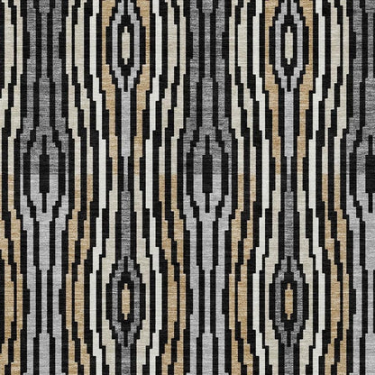 3' X 5' Black And Ivory Abstract Washable Indoor Outdoor Area Rug HomeRoots