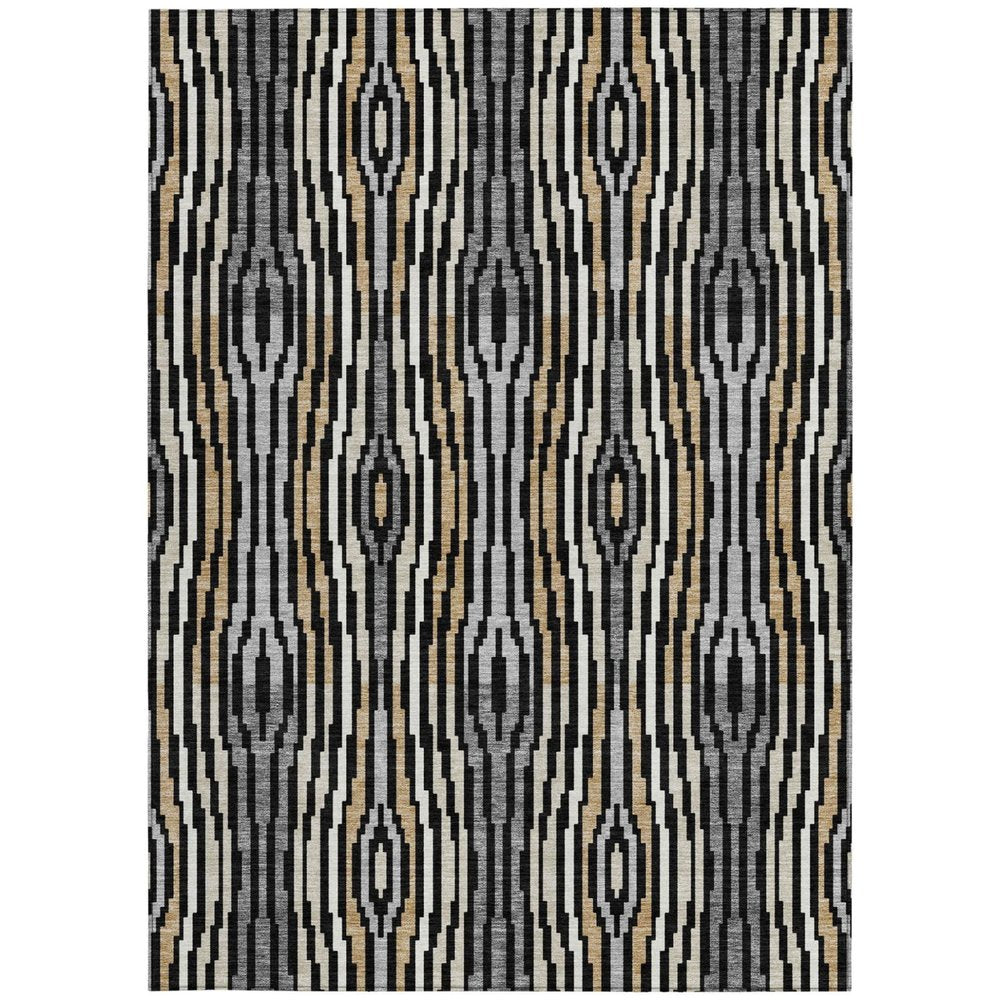 3' X 5' Black And Ivory Abstract Washable Indoor Outdoor Area Rug HomeRoots