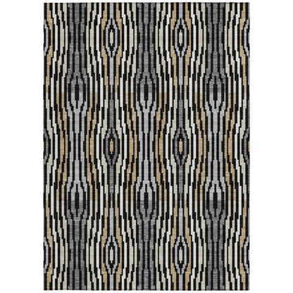3' X 5' Black And Ivory Abstract Washable Indoor Outdoor Area Rug HomeRoots