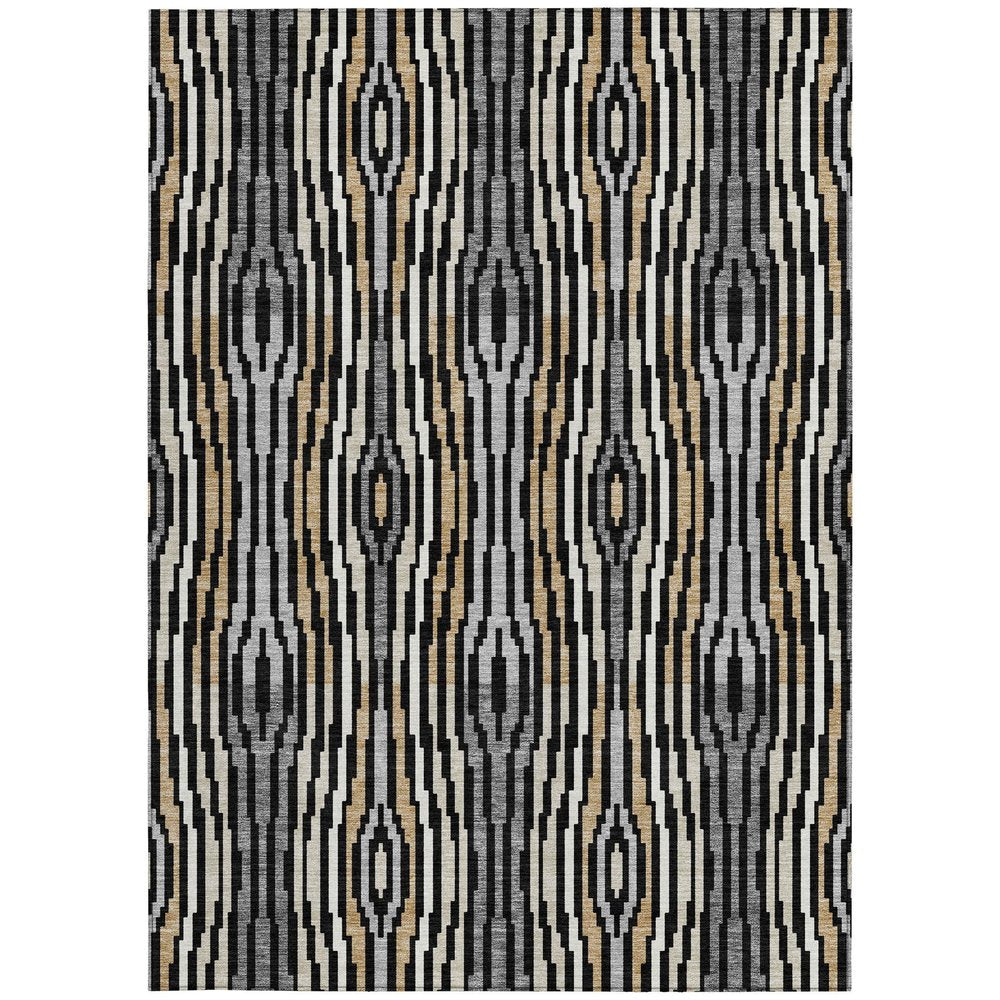 3' X 5' Black And Ivory Abstract Washable Indoor Outdoor Area Rug HomeRoots