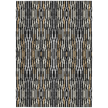 3' X 5' Black And Ivory Abstract Washable Indoor Outdoor Area Rug HomeRoots
