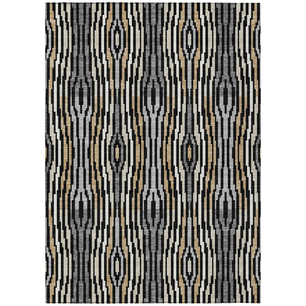 3' X 5' Black And Ivory Abstract Washable Indoor Outdoor Area Rug HomeRoots