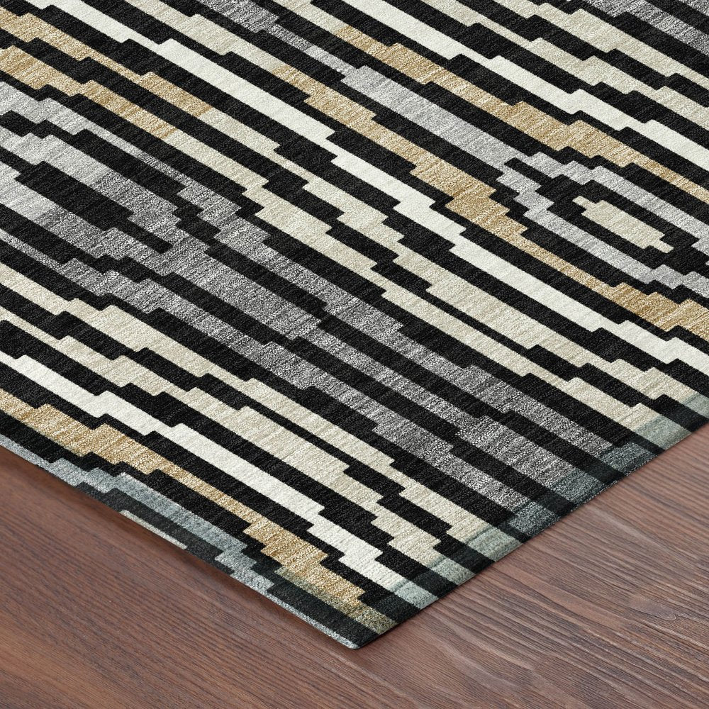3' X 5' Black And Ivory Abstract Washable Indoor Outdoor Area Rug HomeRoots