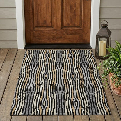 3' X 5' Black And Ivory Abstract Washable Indoor Outdoor Area Rug HomeRoots