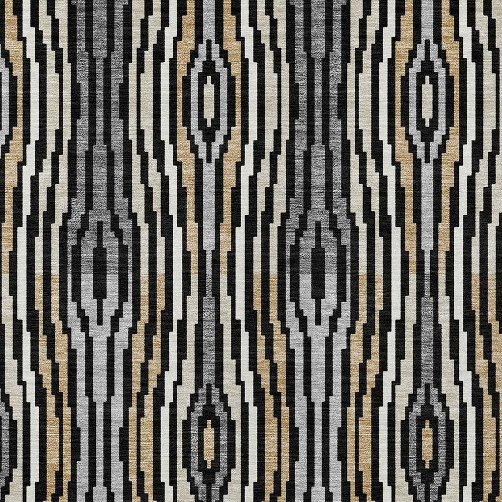5' X 8' Black And Ivory Abstract Washable Indoor Outdoor Area Rug HomeRoots