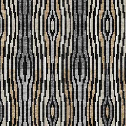 5' X 8' Black And Ivory Abstract Washable Indoor Outdoor Area Rug HomeRoots