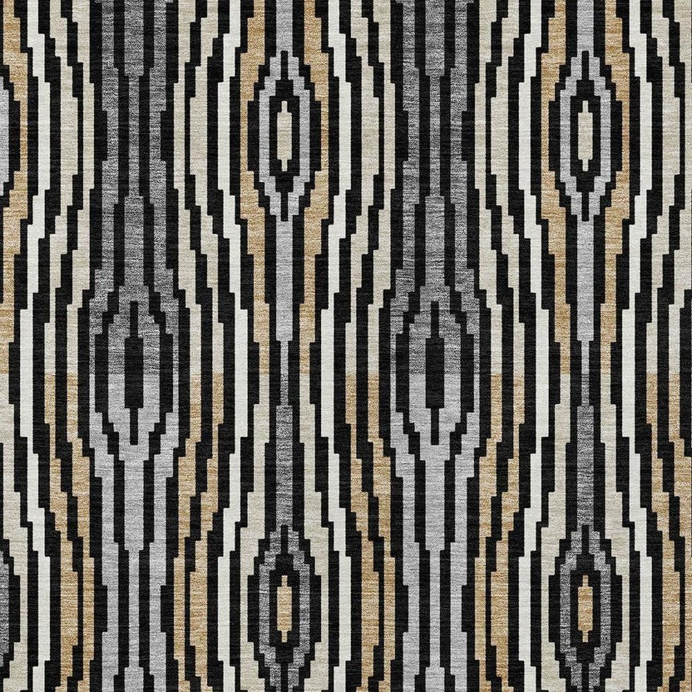 5' X 8' Black And Ivory Abstract Washable Indoor Outdoor Area Rug HomeRoots