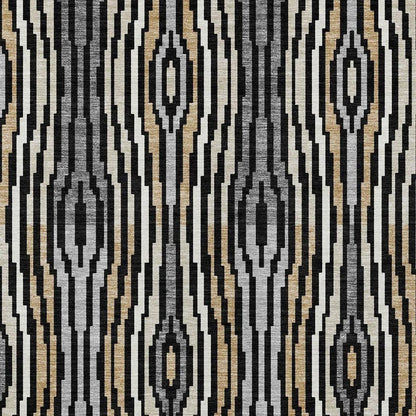 5' X 8' Black And Ivory Abstract Washable Indoor Outdoor Area Rug HomeRoots