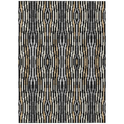 5' X 8' Black And Ivory Abstract Washable Indoor Outdoor Area Rug HomeRoots