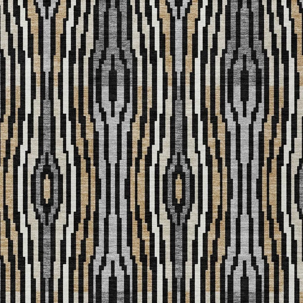 9' X 12' Black And Ivory Abstract Washable Indoor Outdoor Area Rug HomeRoots