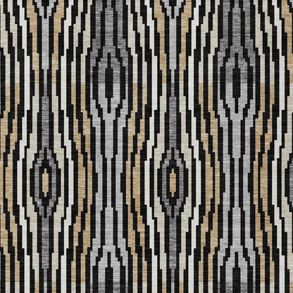 9' X 12' Black And Ivory Abstract Washable Indoor Outdoor Area Rug HomeRoots