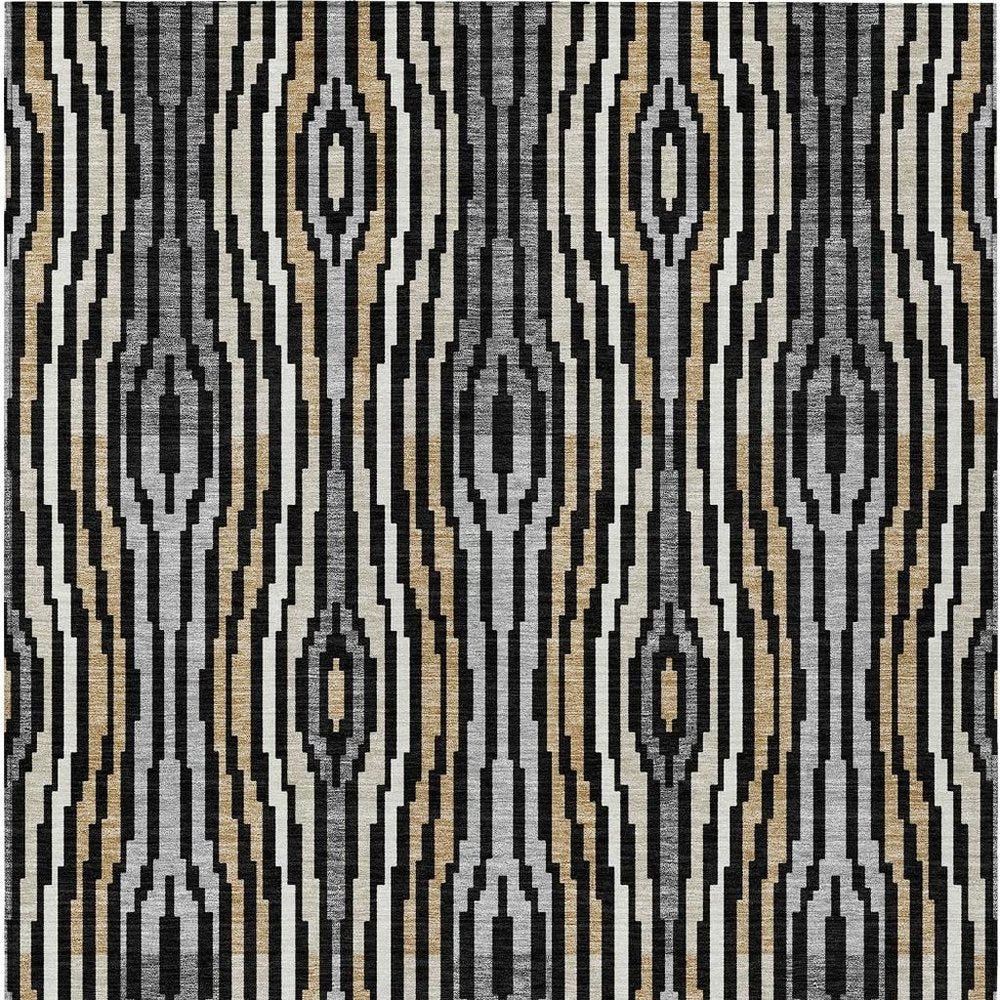 9' X 12' Black And Ivory Abstract Washable Indoor Outdoor Area Rug HomeRoots