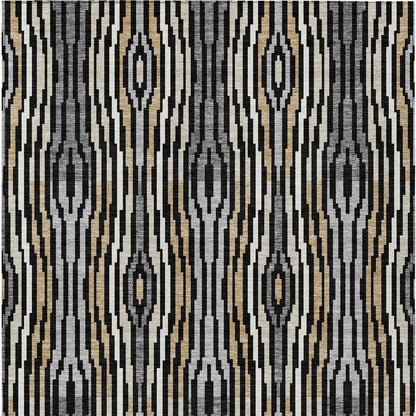 9' X 12' Black And Ivory Abstract Washable Indoor Outdoor Area Rug HomeRoots