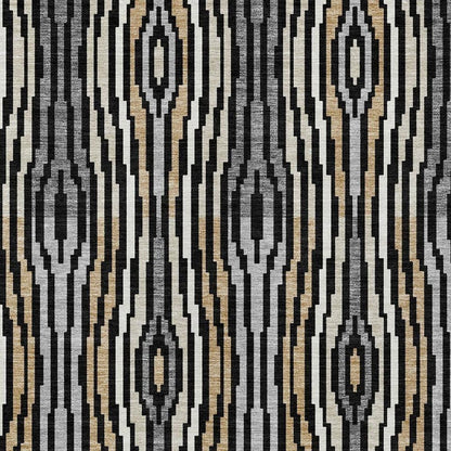 9' X 12' Black And Ivory Abstract Washable Indoor Outdoor Area Rug HomeRoots