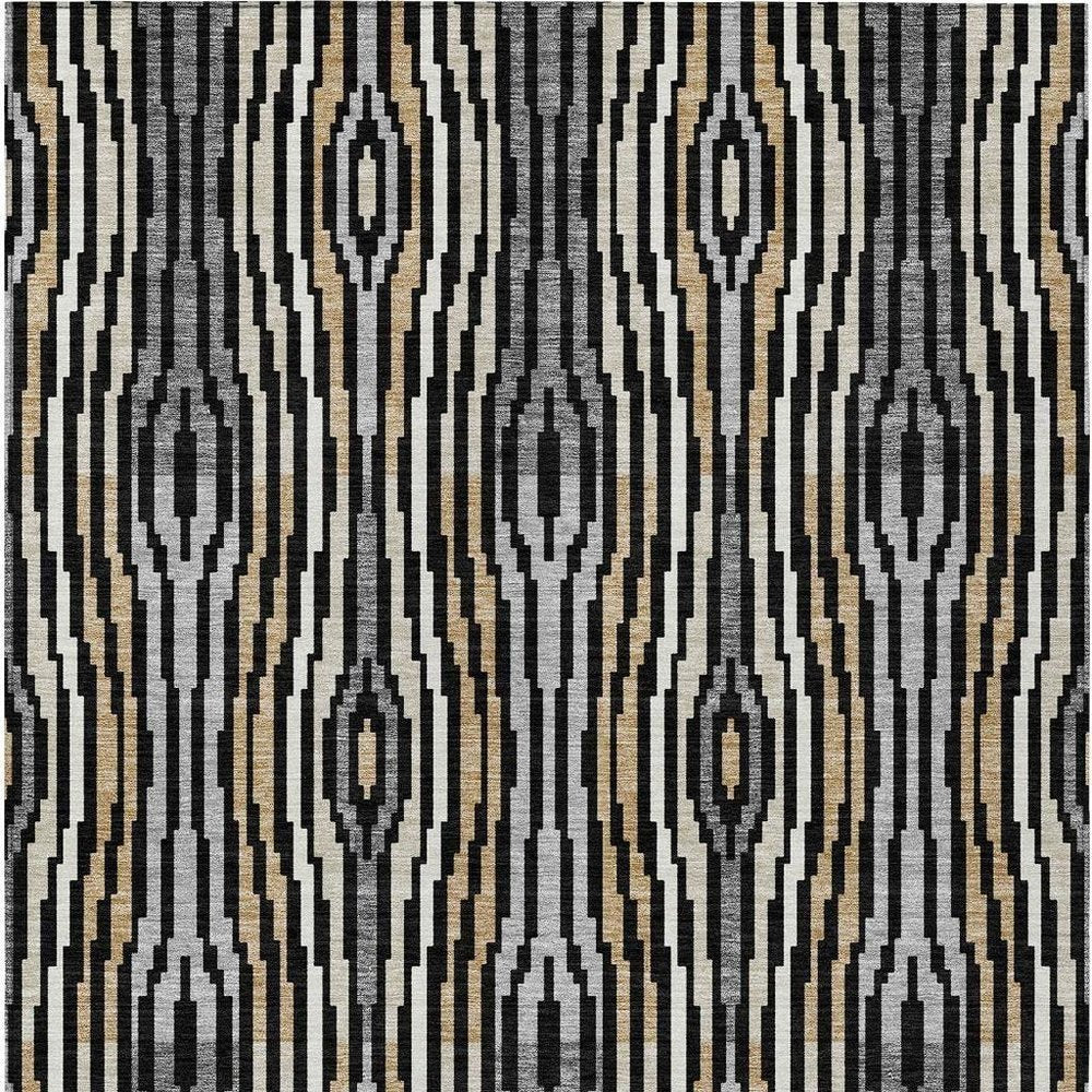 9' X 12' Black And Ivory Abstract Washable Indoor Outdoor Area Rug HomeRoots