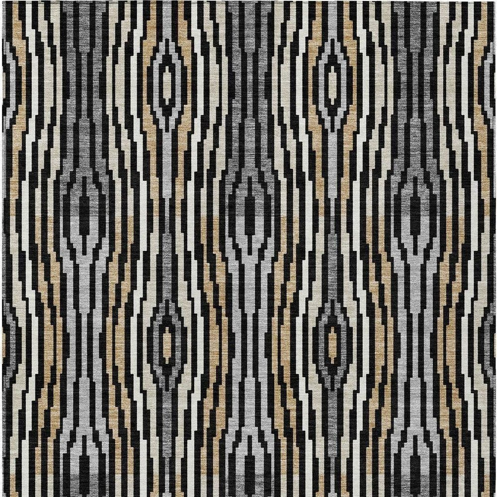 9' X 12' Black And Ivory Abstract Washable Indoor Outdoor Area Rug HomeRoots