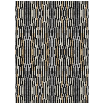9' X 12' Black And Ivory Abstract Washable Indoor Outdoor Area Rug HomeRoots
