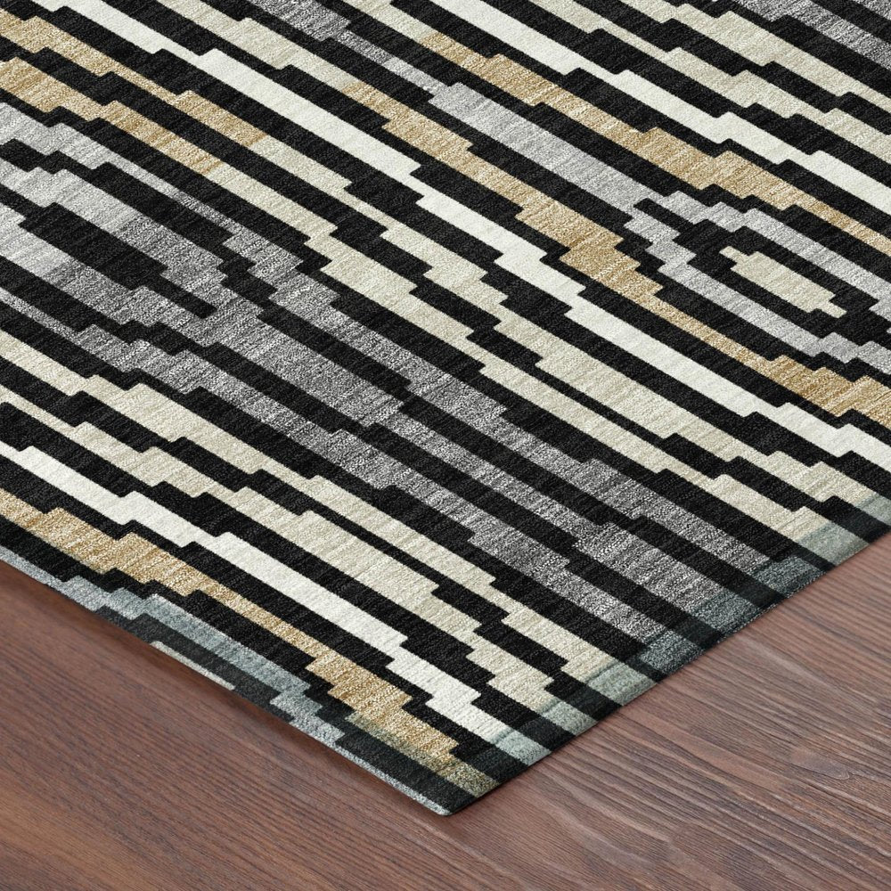 9' X 12' Black And Ivory Abstract Washable Indoor Outdoor Area Rug HomeRoots