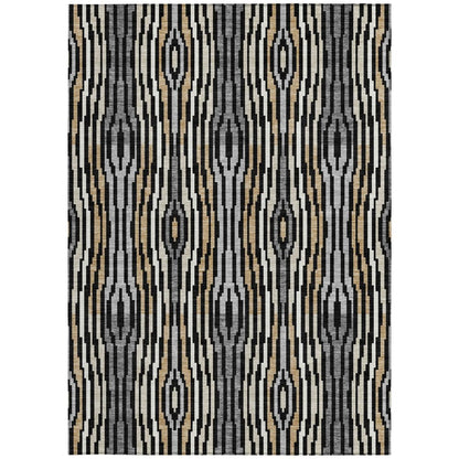 10' X 14' Black And Ivory Abstract Washable Indoor Outdoor Area Rug HomeRoots