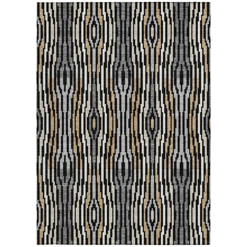 10' X 14' Black And Ivory Abstract Washable Indoor Outdoor Area Rug HomeRoots