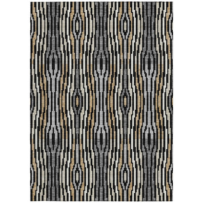 10' X 14' Black And Ivory Abstract Washable Indoor Outdoor Area Rug HomeRoots
