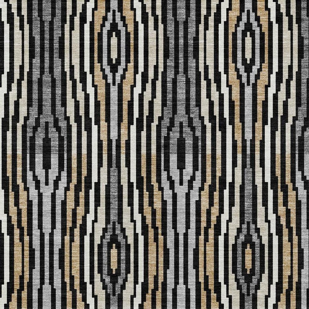 10' X 14' Black And Ivory Abstract Washable Indoor Outdoor Area Rug HomeRoots