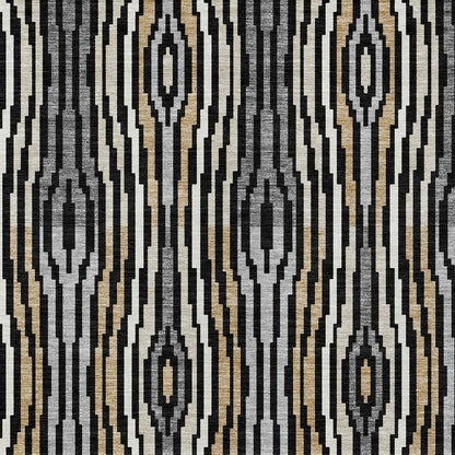 10' X 14' Black And Ivory Abstract Washable Indoor Outdoor Area Rug HomeRoots