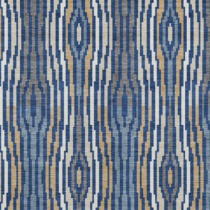 3' X 5' Blue And Denim Blue Abstract Washable Indoor Outdoor Area Rug HomeRoots