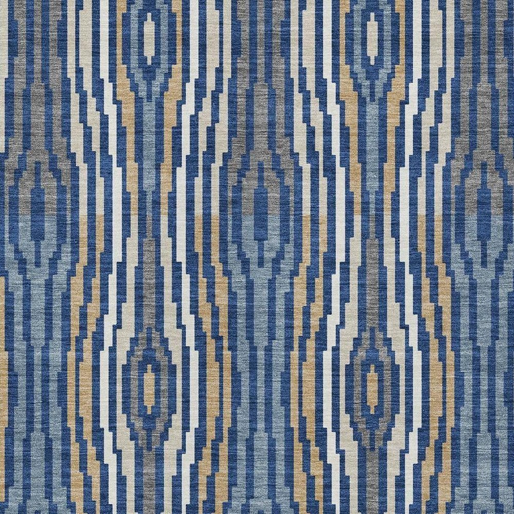 3' X 5' Blue And Denim Blue Abstract Washable Indoor Outdoor Area Rug HomeRoots