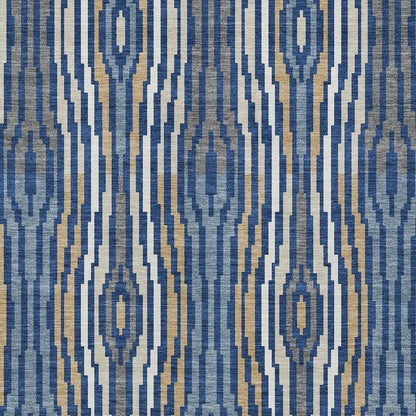 3' X 5' Blue And Denim Blue Abstract Washable Indoor Outdoor Area Rug HomeRoots