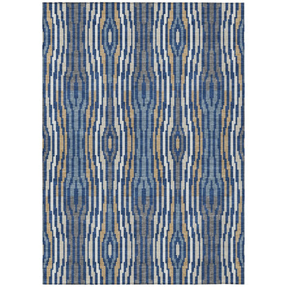 3' X 5' Blue And Denim Blue Abstract Washable Indoor Outdoor Area Rug HomeRoots