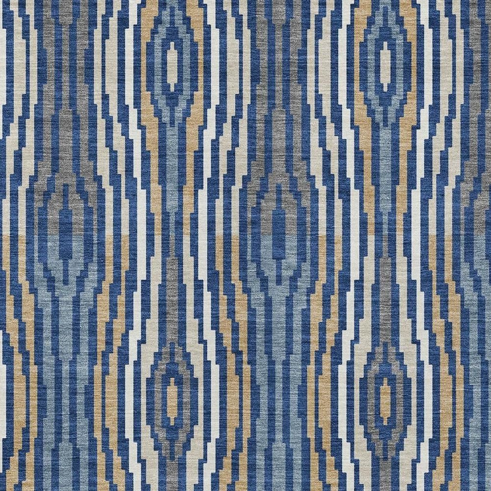 5' X 8' Blue And Denim Blue Abstract Washable Indoor Outdoor Area Rug HomeRoots