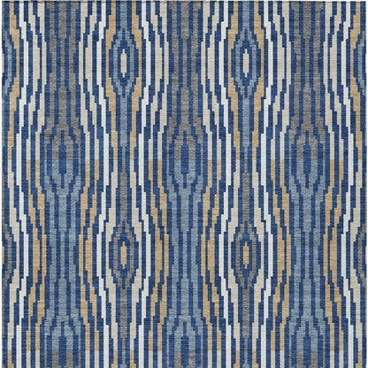 5' X 8' Blue And Denim Blue Abstract Washable Indoor Outdoor Area Rug HomeRoots