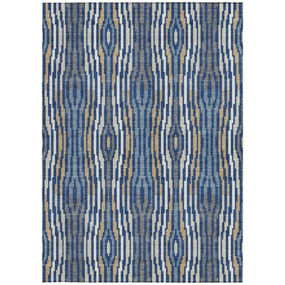 5' X 8' Blue And Denim Blue Abstract Washable Indoor Outdoor Area Rug HomeRoots