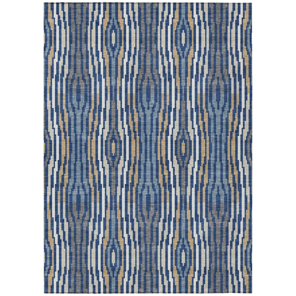 5' X 8' Blue And Denim Blue Abstract Washable Indoor Outdoor Area Rug HomeRoots