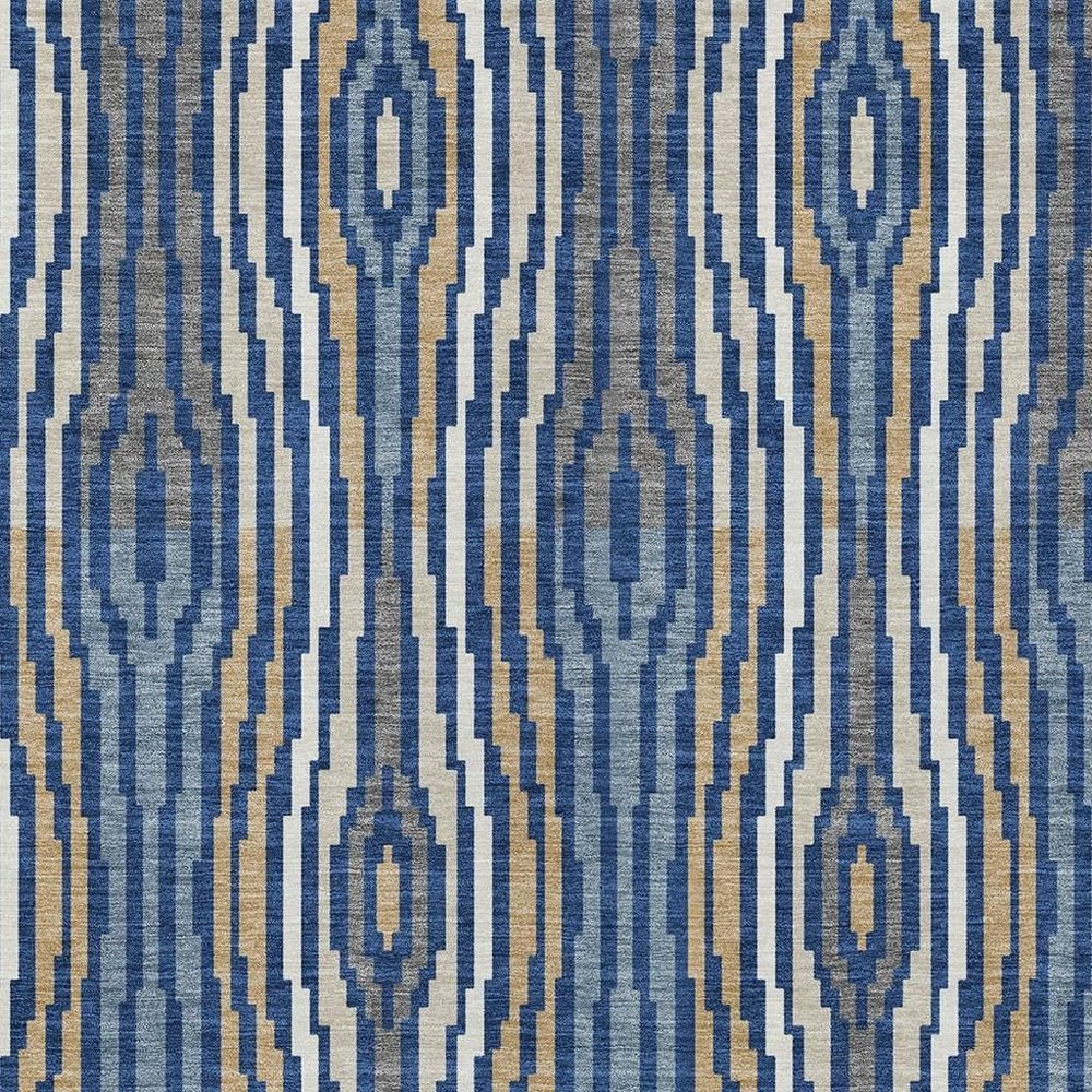 8' X 10' Blue And Denim Blue Abstract Washable Indoor Outdoor Area Rug HomeRoots