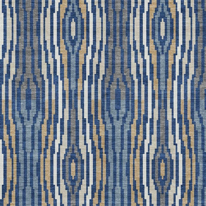 8' X 10' Blue And Denim Blue Abstract Washable Indoor Outdoor Area Rug HomeRoots