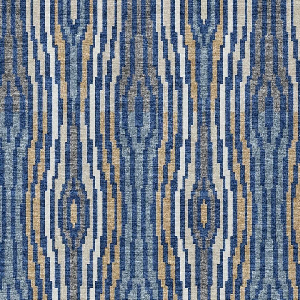 8' X 10' Blue And Denim Blue Abstract Washable Indoor Outdoor Area Rug HomeRoots