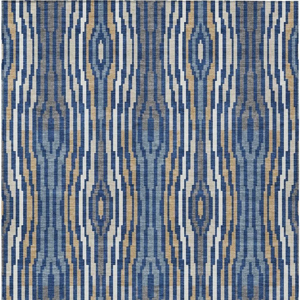8' X 10' Blue And Denim Blue Abstract Washable Indoor Outdoor Area Rug HomeRoots